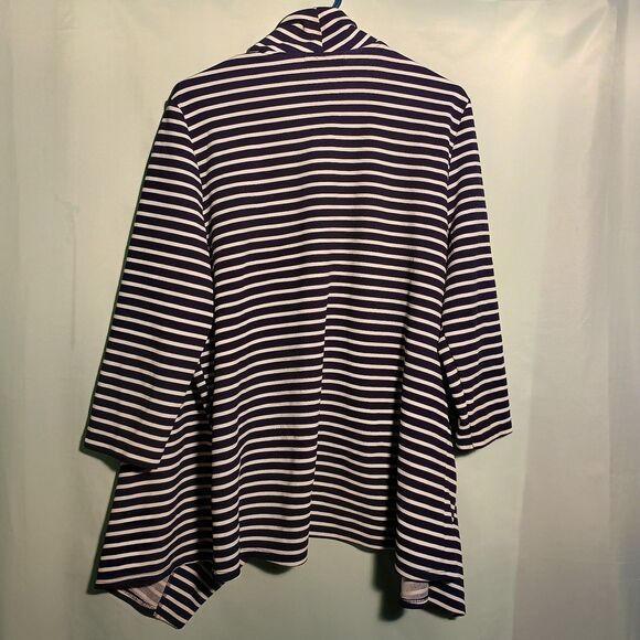Travel Elements Navy White Striped Open Front Cardigan – Lightweight - Picture 5 of 5